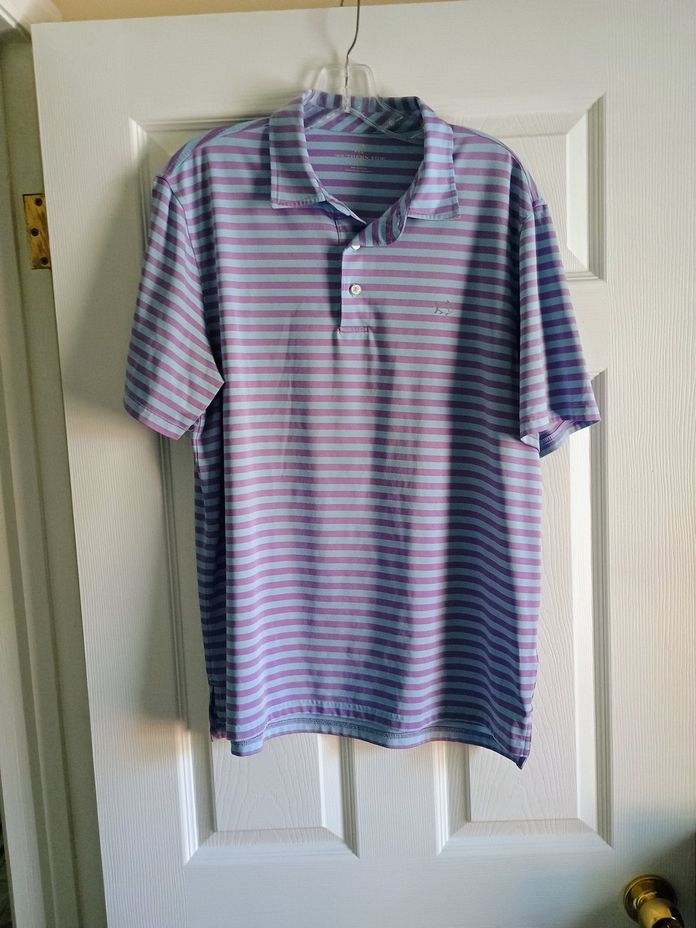 Men's Striped Polo Shirt - Lavender & Light Blue